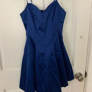 satin blue dress